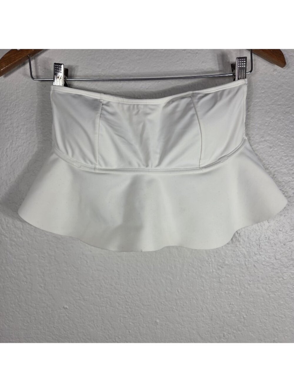 Express White Peplum Ruffle Crop Top Strappy Open Back Size S Sleeveless